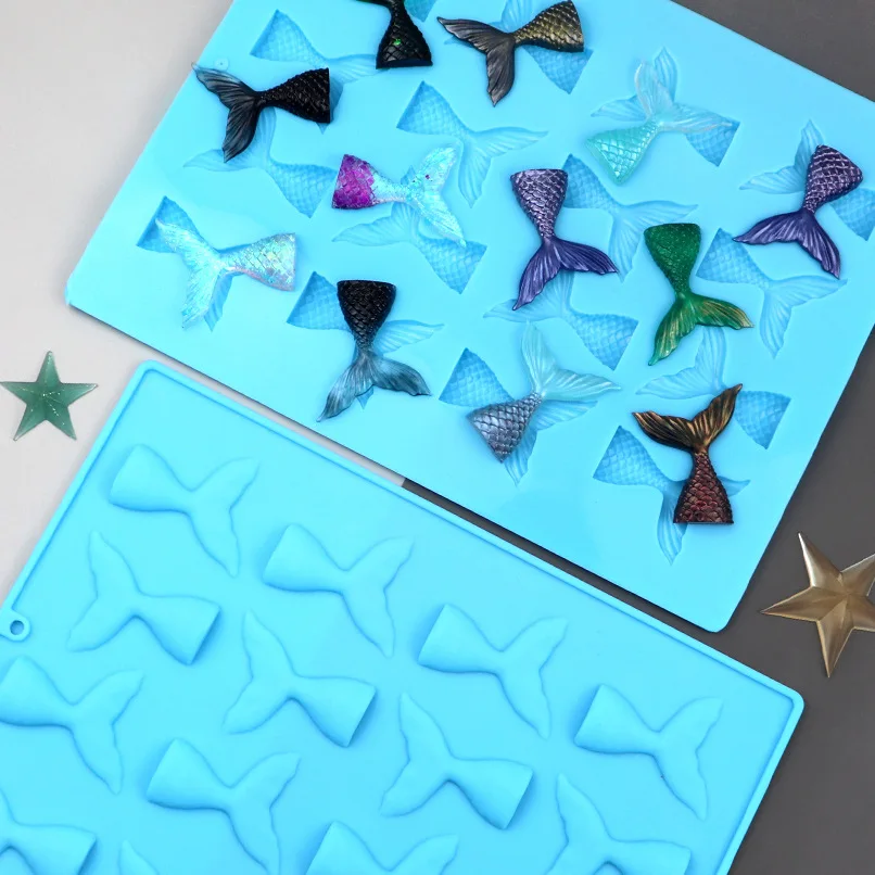

9/16 Cavity 3D Mini Mermaid Tail Silicone Mold DIY Kitchen Accessories Fondant Jelly Decor Chocolate Cookie Making Baking Tools