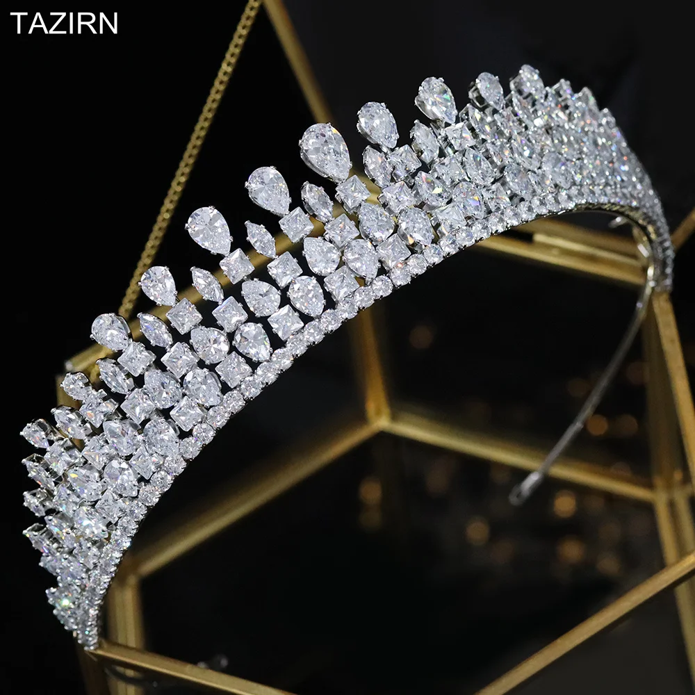 Tiaras y coronas de circonia cúbica para novia, tocados de princesa