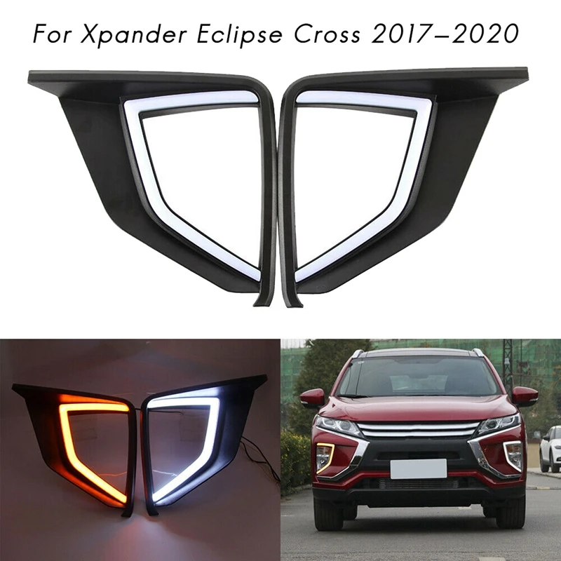 

For Mitsubishi Xpander Eclipse Cross 2017-2020 LED DRL Daytime Running Light With Turn Signal Fog Lights Driving Lamp