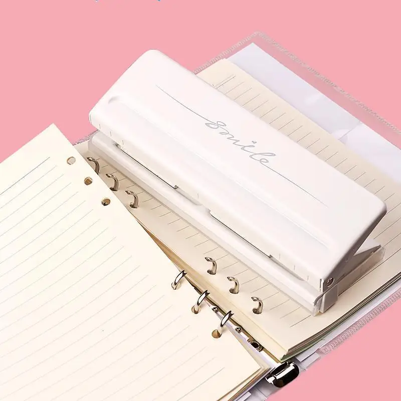 Useful Paper Hole Punch 6-hole Adjustable Color Single-page Scrapbook Office Stationery Metal Loose-leaf Hole Punch