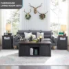 48" Lift Top Coffee Table, Farmhouse Cocktai with Sliding Groove Barn Door, Rustic Wood Center Table w/Double Storage Spaces 6