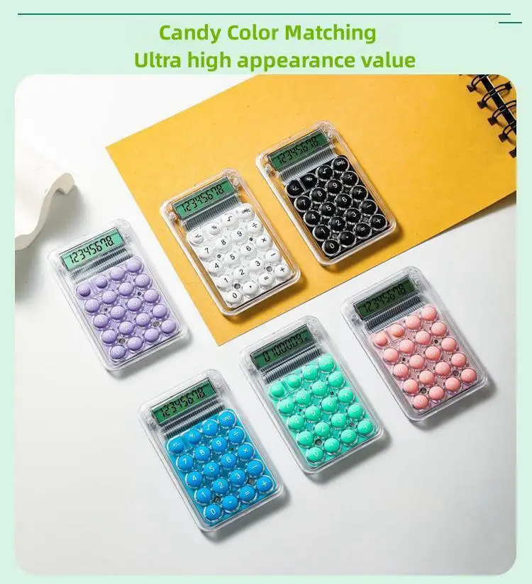 Description Picture 2 of item8 Digits Display Silence Widescreen Mini Calculator Students Portable Transparent Electronic Calculator Daily Use