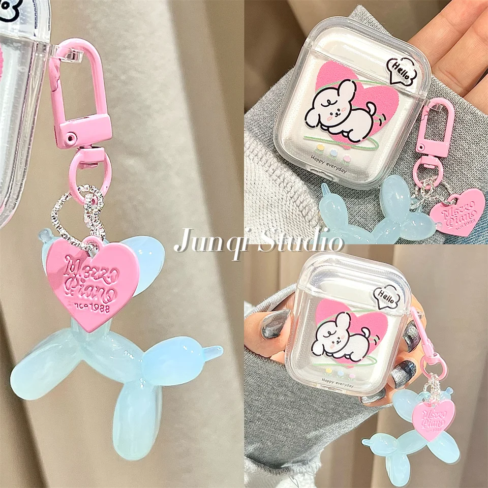 Dreuyet 2Pcs Jelly Balloon Dog Keychains - Kawaii Cute Purse Charms With Bow, Y2K Aesthetic Accessories