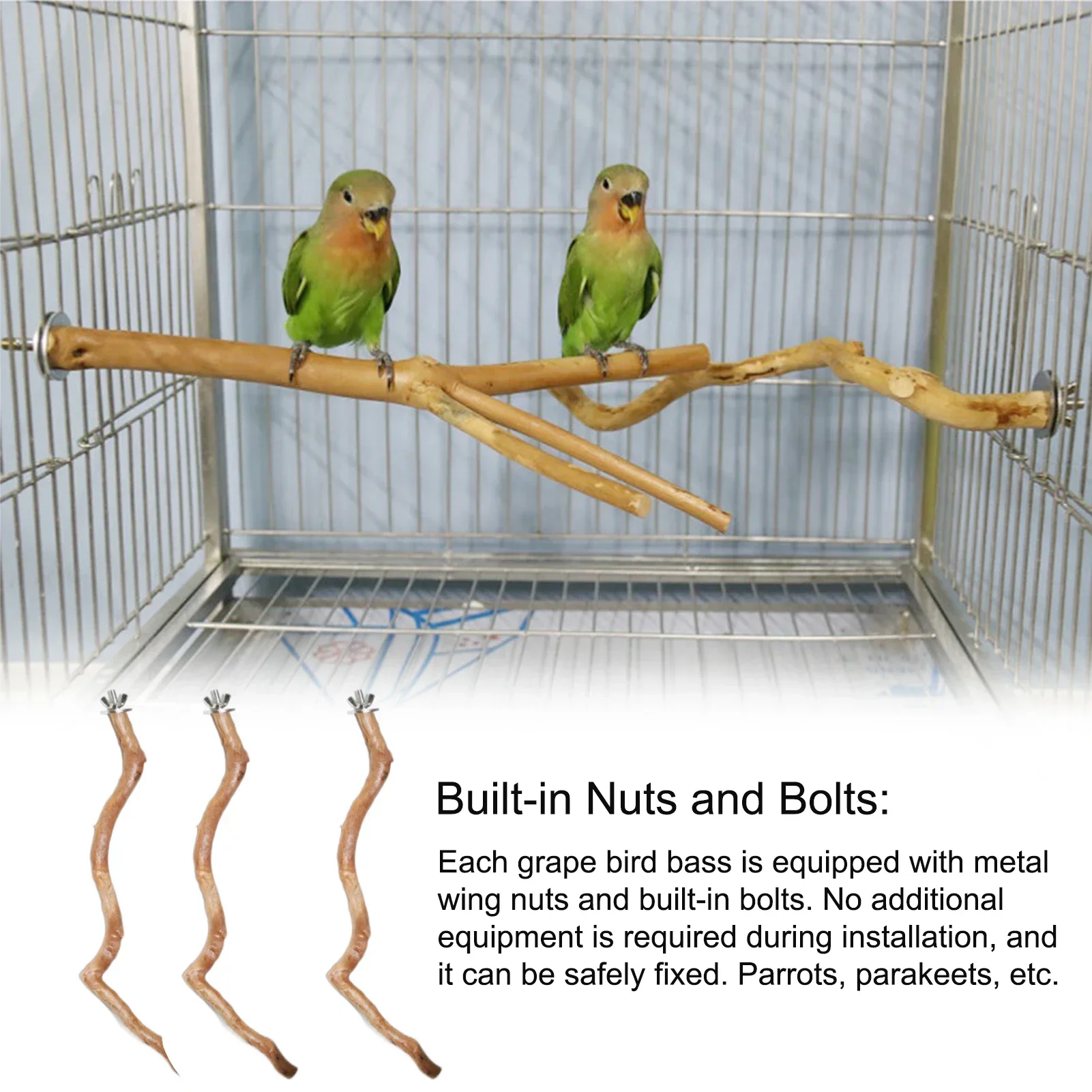 Parrot Toy Natural Parrot Perch Bird Stand Tree Stick Paw Grinding Fork Parakeet Climbing Bird Standing Branches Birdcage Accessories