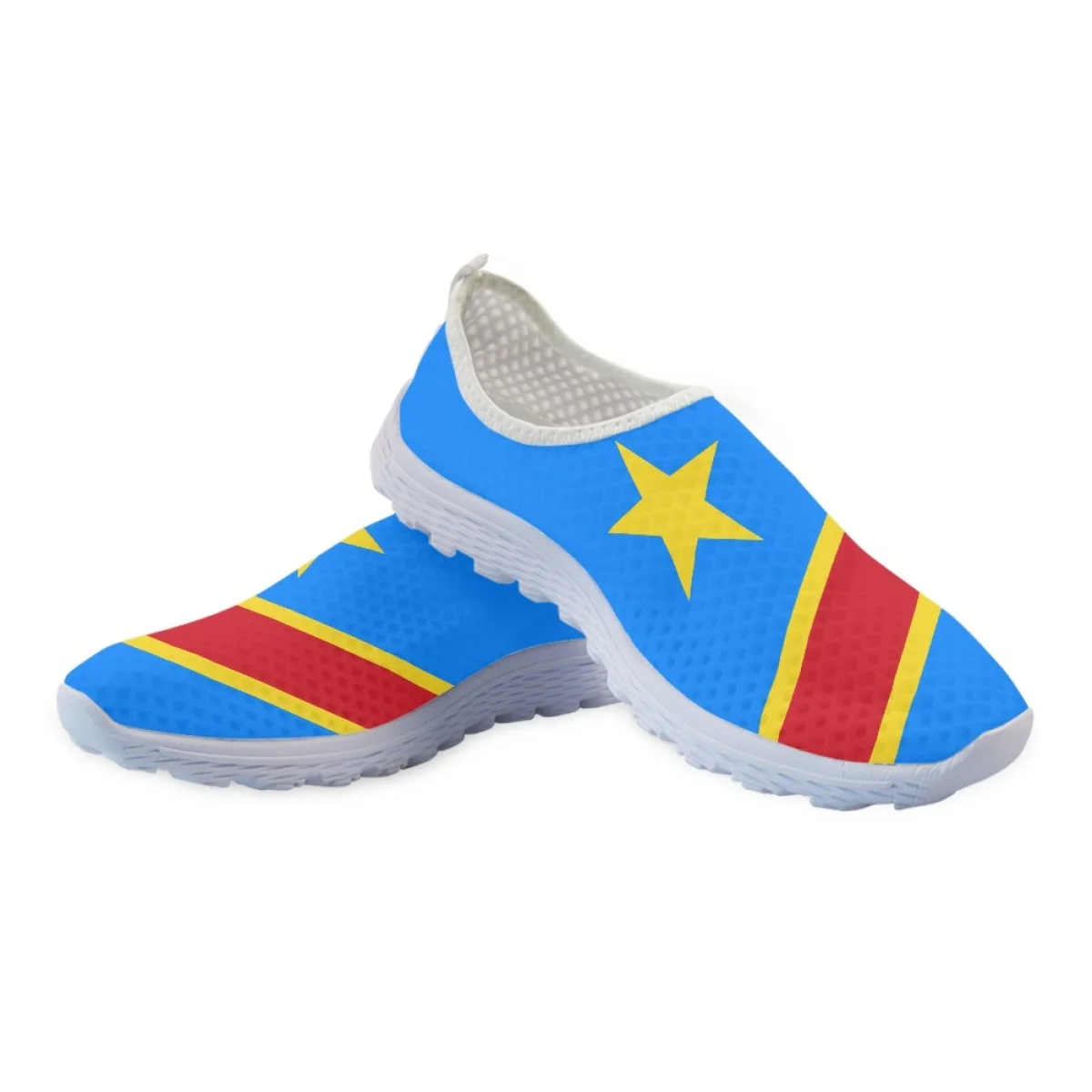 New Congo Country Flag Print Ladies Mesh Shoes Outdoor Travel Spring Summer Leisure Sneakers Wear-Resistant Comfort Woman Flats