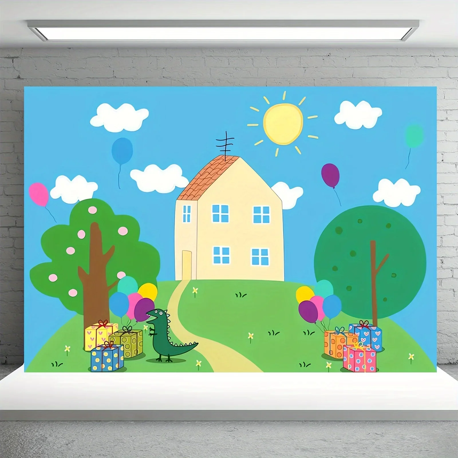 Alles Gute zum Geburtstag Cartoon Haus Party Foto Thema Banner Dekoration Requisiten Geburtstagstorte Tischdekoration – Detail 8