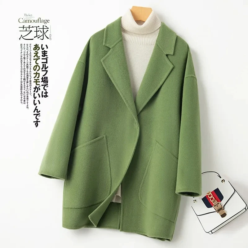 

High-Quality Autumn And Winter Double Sided Wool Coat Women's Short Outwear 2023 New Loose Cocoon Type Wool Coat Appear Slim