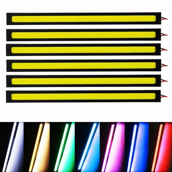 6/2pcs 17CM DRL Strip LED Daytime Running Lights for Car Green Blue Pink Day Light COB Chips White Auto Lamp 12V Universal 1