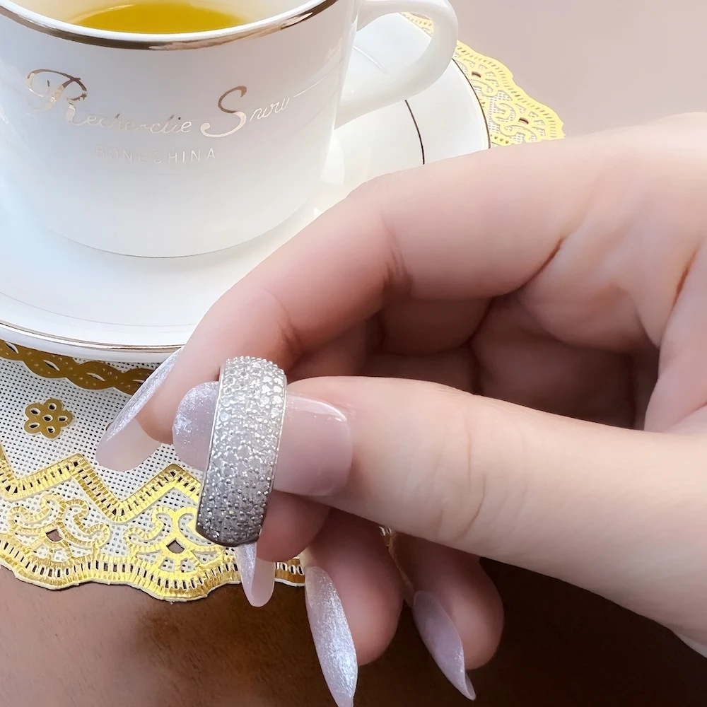 Elegant White CZ Pave Band Ring in Sterling Silver - European Style Fine Jewelry Gift
