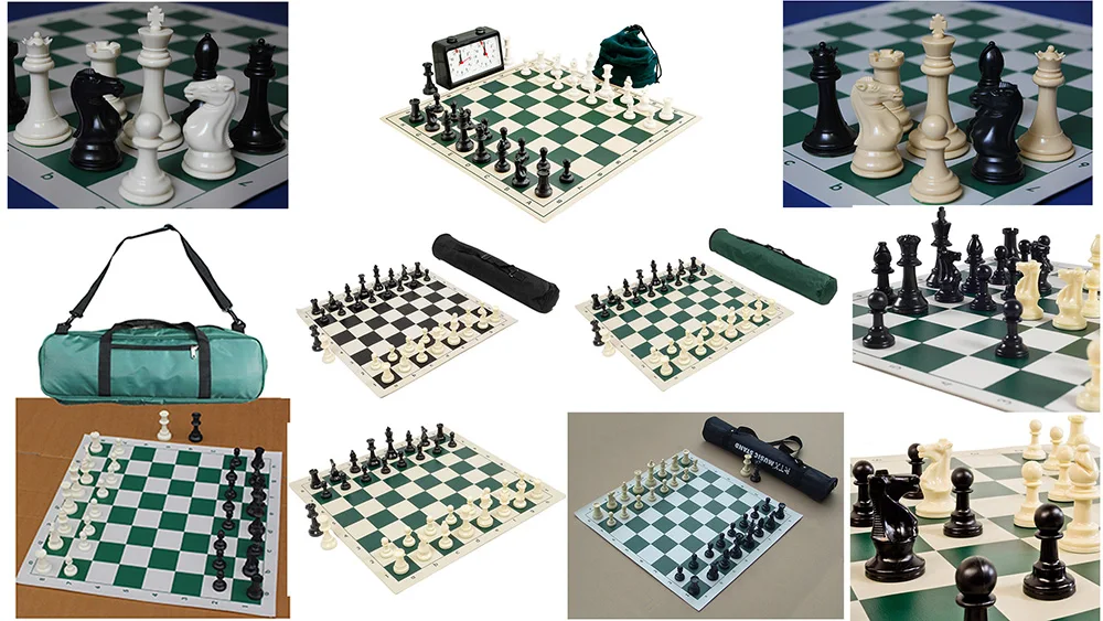 Weighted Chess Set King Tall 3.5 Inch Staunton Silver & Black Anodized Metal Fin