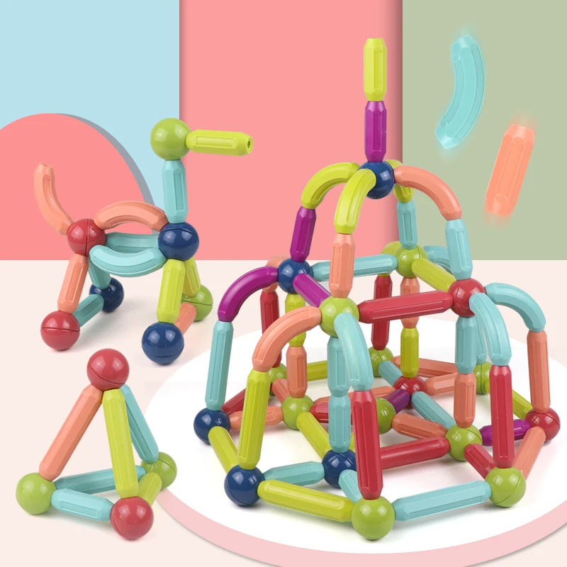Magnetic Building Blocks for Kids DIY Rod Toys Designer Construction Toy Set Montessori Educational