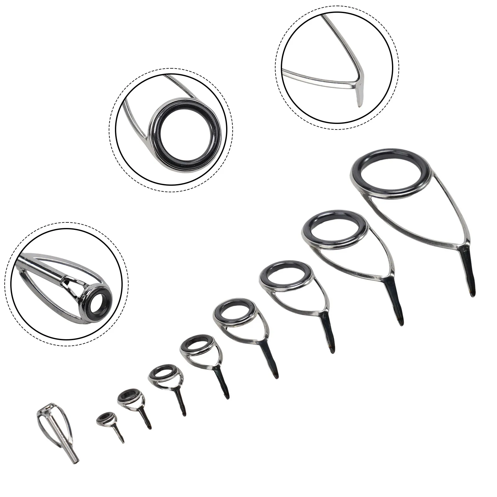 

Eye Guide Fishing Rod Top Ring Building Repair Replacement Rod Guides Set Stainless Steel Durable High Quality