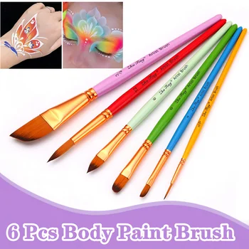6 Pcs Professional Multi-functional Face Body Paint Brushes Set Artist Watercolor Painting Tool Makeup Brush 1