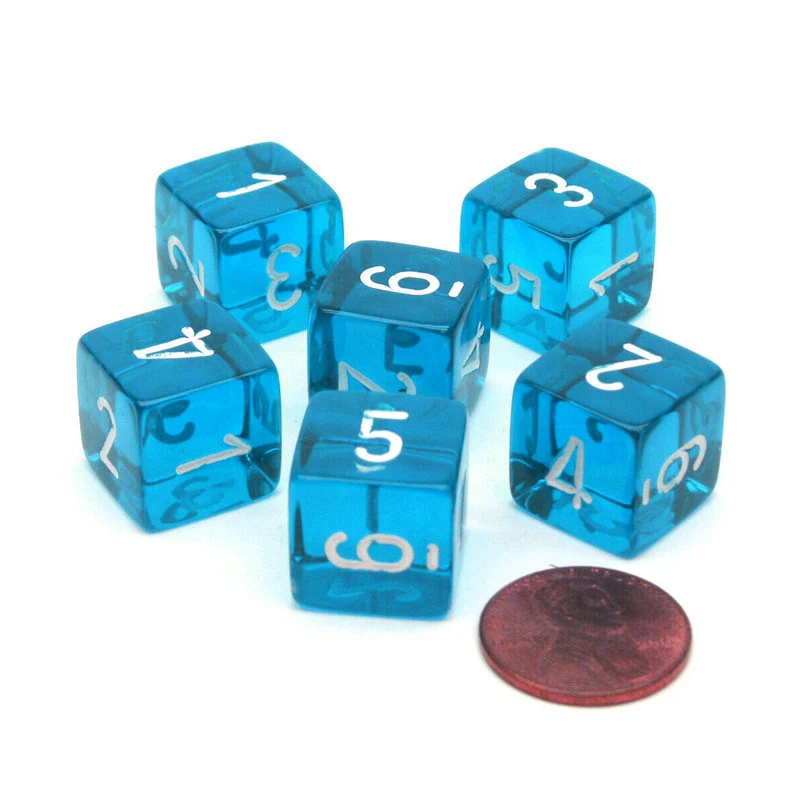 16MM Clearly Number 1 2 3 4 5 6 6-sided Digital Props Dice Number 1-6 Transparent D6 Dices for Board game 10Pcs 10Colors acrylic dice game dice dice set