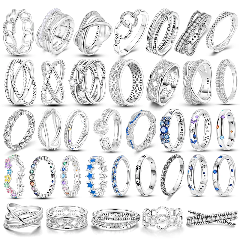 925 Silver Finger Ring For Women Simple Infinity Sparkling Twisted Stackable Rings Popular Anillo Engagement Jewelry