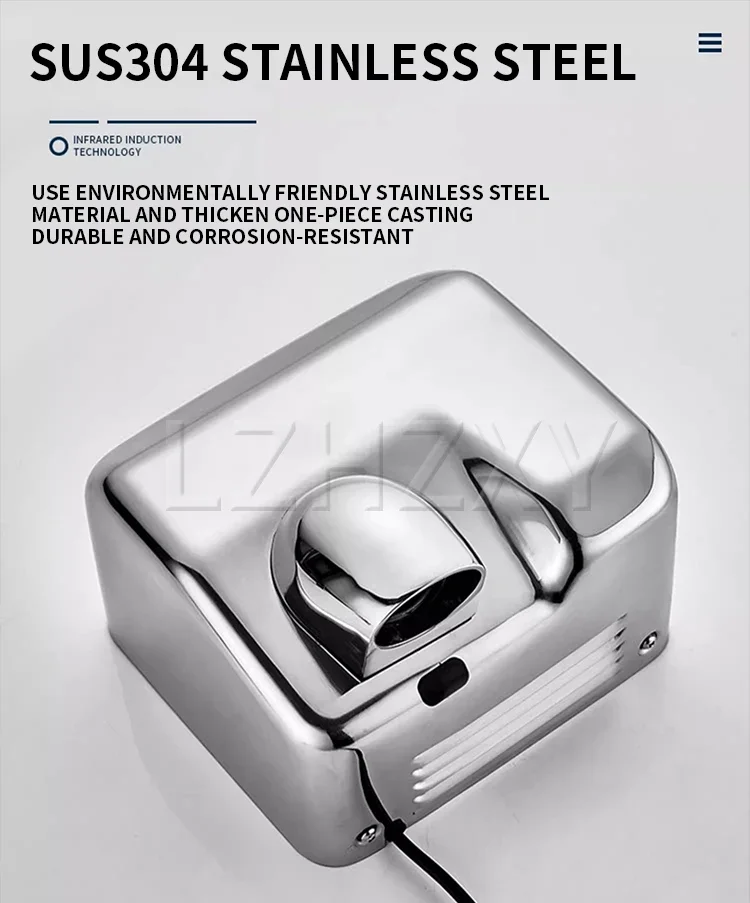 Description Picture 5 of item1800W Automatic Hand Dryer Bathroom Appliances Fast Dry stainless steel automatic sensor electric hand dryer Machine