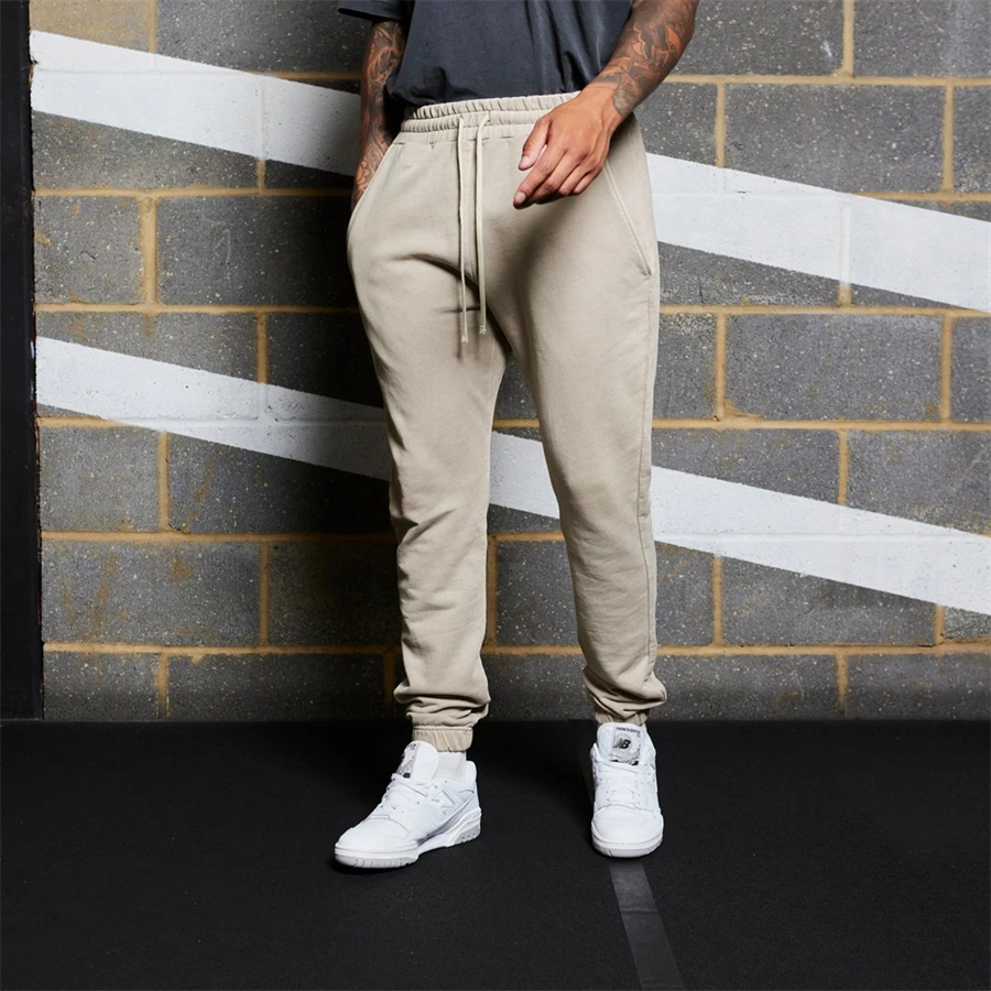 

Fitness Running Training Sports Solid color Cotton Trousers Men Breathable Slim Beam Mouth Casual Health Pants Jogging for men