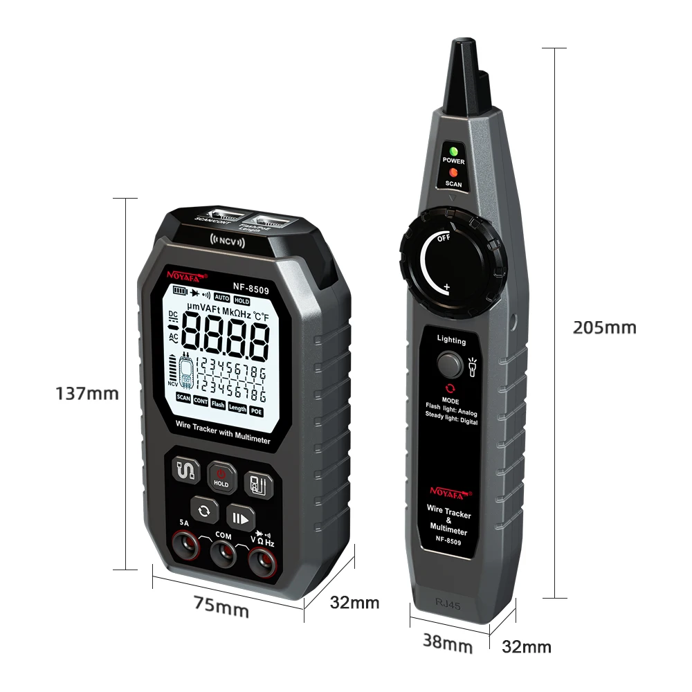 NOYAFA NF-8509 two-in-one Multimeter Tester Network Line Cable Finder for POE Test NCV AC DC LCD Wire Tracke 5