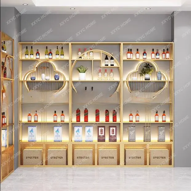 

Chateau Floor Cabinet Red Wine Display Cabinet Liquor Display Wine Cabinet Storage Rack Iron Luminous Wine Rack