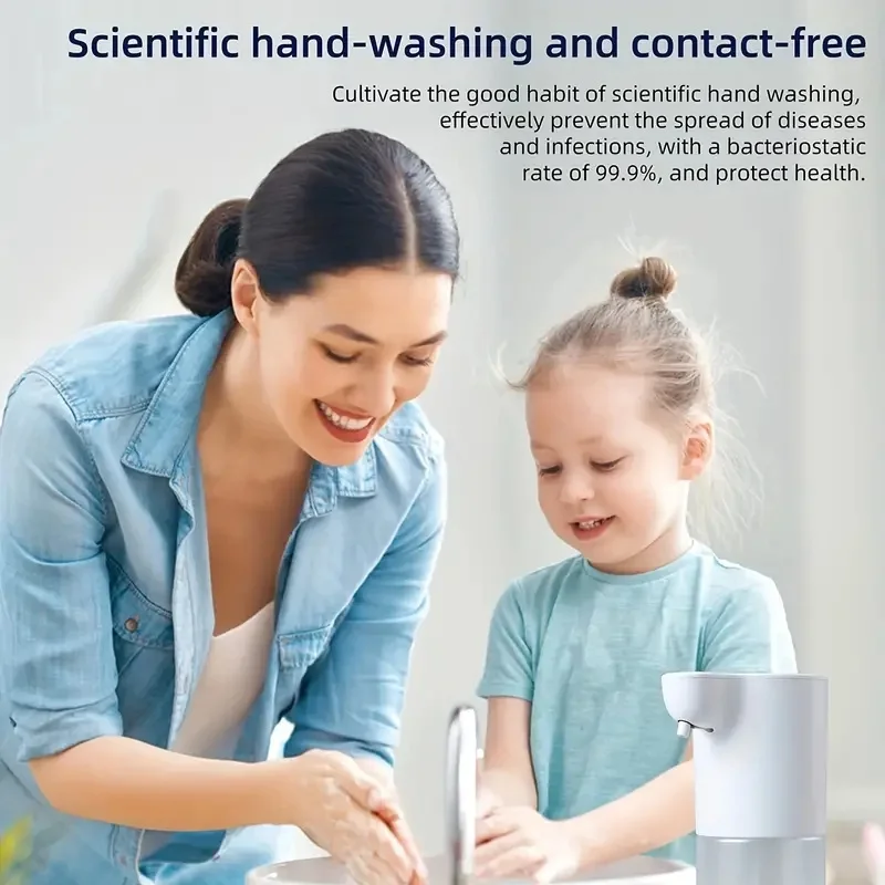 350/600ML Automatic Foam Soap Dispenser Rechargeable Touchless Handsfree Dispenser 4 Level Adjustable Volume IPX5 Waterproof 3
