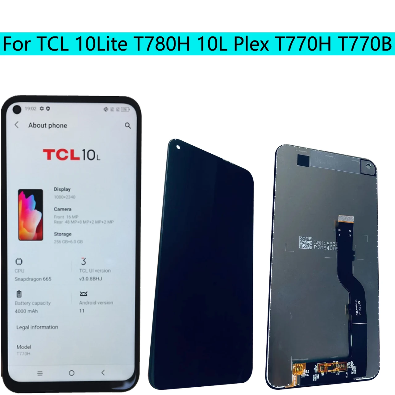 

Top NEW Original For TCL 10L 10 Lite 10Lite T770H T770B LCD Display Touch Screen Replacement Digitizer For TCL Plex T780H Panel