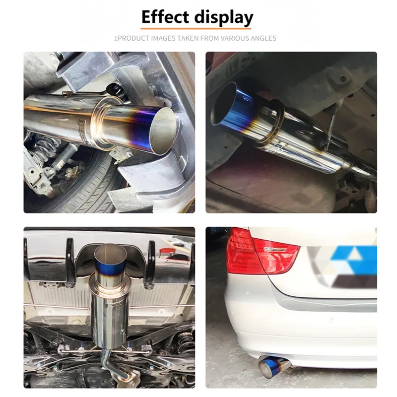 Terminale Di Scarico Posteriore Universale In Acciaio Inossidabile, Punta Marmitta Per Auto Con Tubo Da 3,8 A 5,3 Cm, Fumatura Blu, Elegante E Sportivo - 3