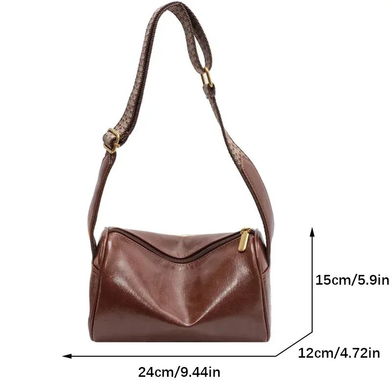 Vintage Shoulder Bag for Women Fashion Wide Strap Crossbody Bag Retro Pillow Messenger Handbag Ladies Tote Clutchs Purses Tote
