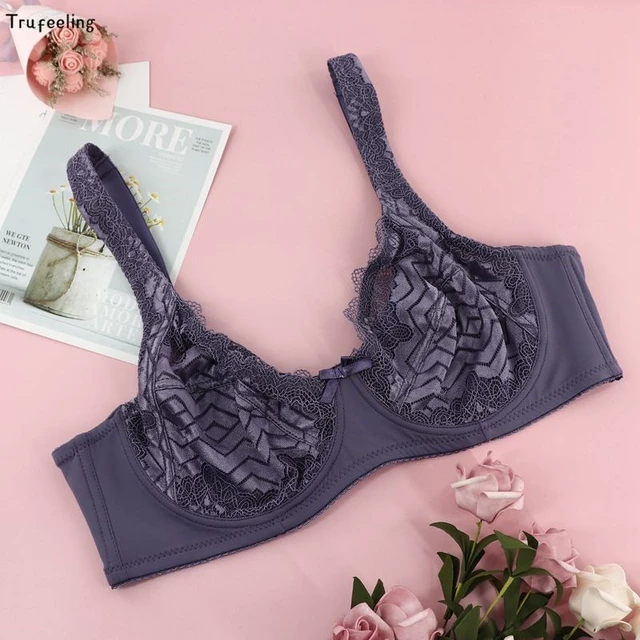 Softrhyme Floral Embroidery Plunge Bra 3/4 Cup Sexy Push Up Bras