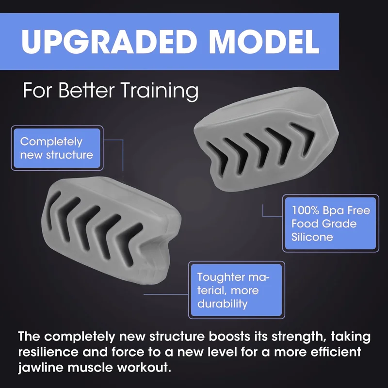 Upgraded Fishbone Design for Men's and Women's Silicone Jaw Trainers 3 Resistance Levels Facial Muscle Trainer