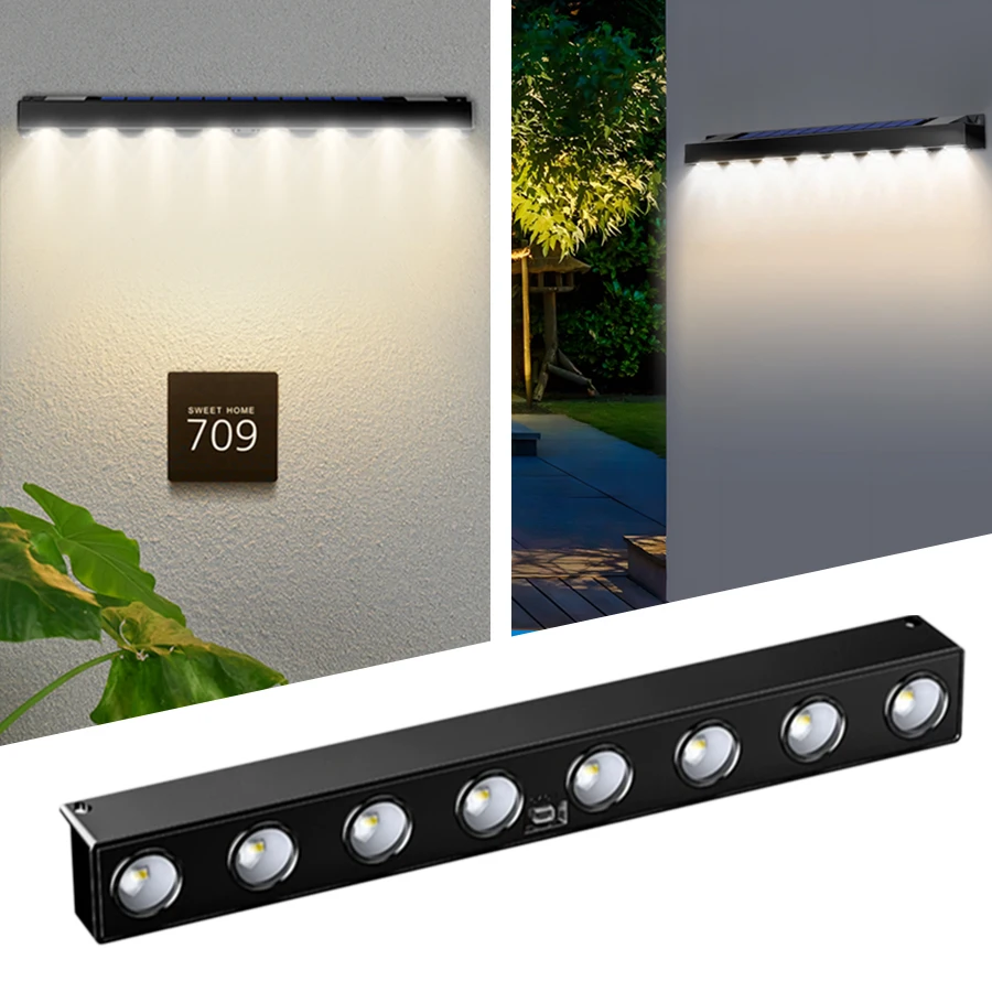 Solar-Powered LED Outdoor Wall Light - Waterproof Garden Landscape & Sign Accent Lamp