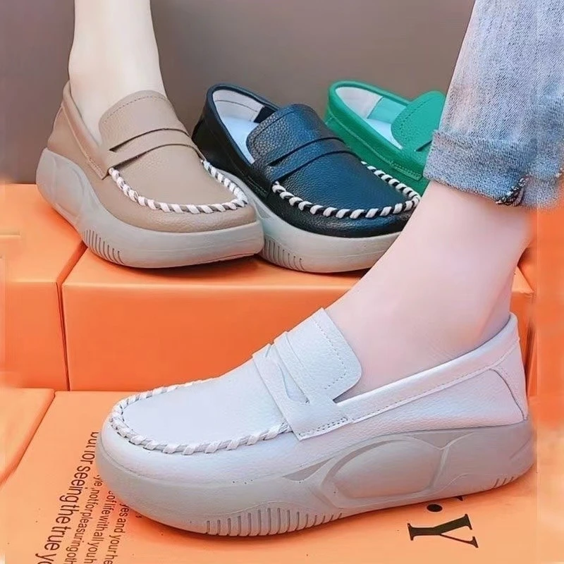 

Thick-soled Casual Slip-on Loafers Women 2023 Spring and Autumn New Comfortable Soft-soled Color-blocking Women's Shoes
