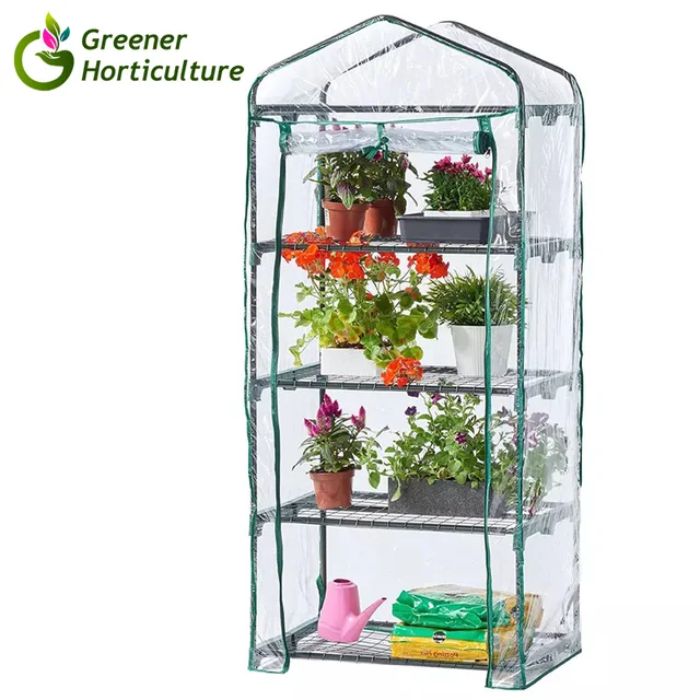 4 Réteg Mini Pvc Borító Üvegházhatású Állványok Hordozható Kerti Ház Kültéri Beltéri Növekedéshez