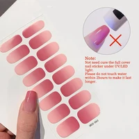14/16Tips Full Cover Gradient Nail Stickers Multi Color Self Adhesive Slider No Need UV Lamp Cured Press ON Nail Decal 6