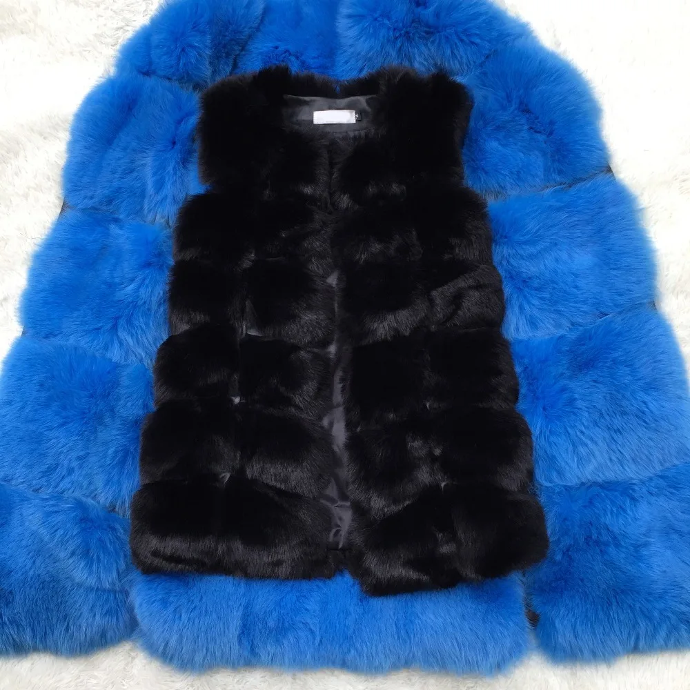 Faux Sliver Fox Fur Vest Women Winter Fashion Medium Long Artifical Fox Fur Vests Woman Warm Fake Fox Fur Coats Female Ladies parka coat