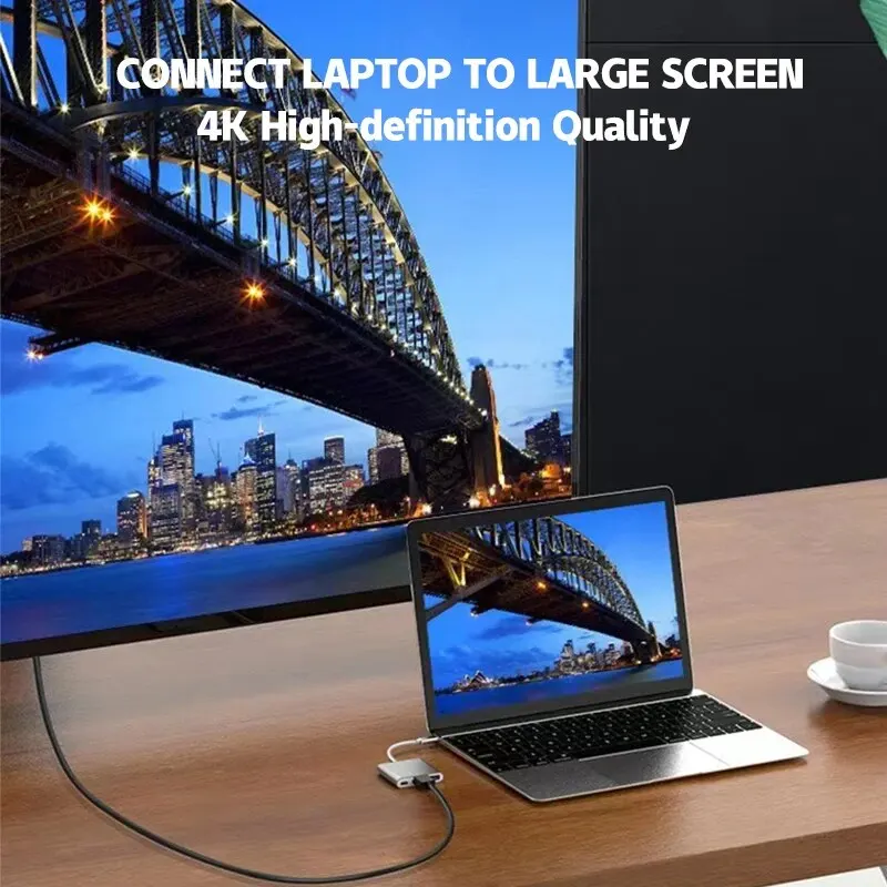 USB C HUB 3in1 Type C 3.0 to HDMI-compatible Docking Station PD Fast Charge 4K HDMI Adapter Splitter For MacBook