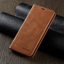 Luxury Leather Wallet Flip Card Cover with Magnetic Closure for iPhone 11 (Brown)