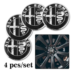 Sleek Car Emblem Wheel Hub Center Cap Sticker Set (4 - Pack) (Black)