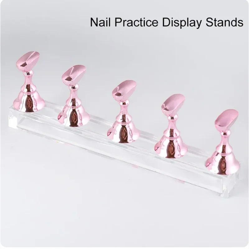 Acrylic Nail Art Holder Chess Borad 5Pc Magnetic Nail Tips Practice Display Stand Set UV Gel Polish Showing Shelf for Manicure