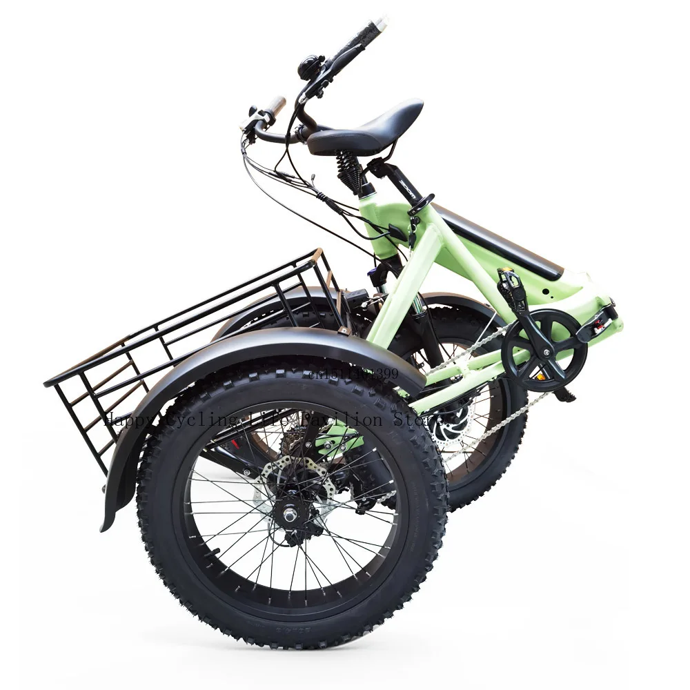 Folding Electric Bike Adults 3 Wheel Tricycle Fat Tire Cargo Bike Bicycle Aluminum Alloy 48V 500W 20 Inch Range 40km 20 km/h electric bike electric bicycle folding electric tricycle
