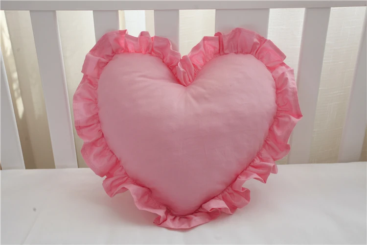 Cotton Ruffled Love Heart Shape Sofa Cushion Office Backrest Nap Bolster Pillows Travel Wedding Baby Gifts Toys Home Decor 4