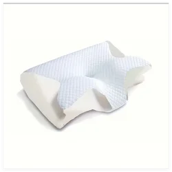 Ergonomic Memory Foam Neck Relief Pillow with Removable Cover (WHITE)