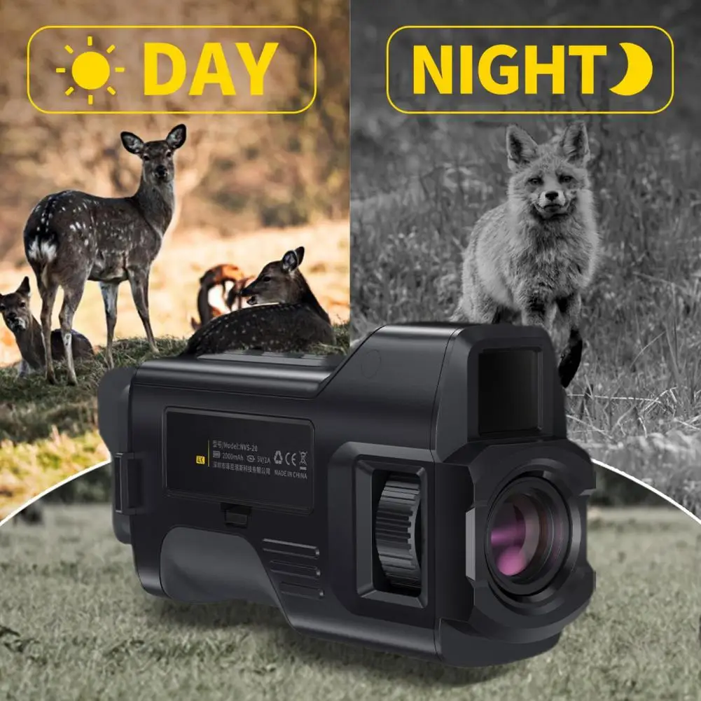 디지털 적외선 야간 투시경 단안 카메라, 풀 HD 4K 비디오 카메라, 야생 동물 풍경 캠핑용, 6X 줌
