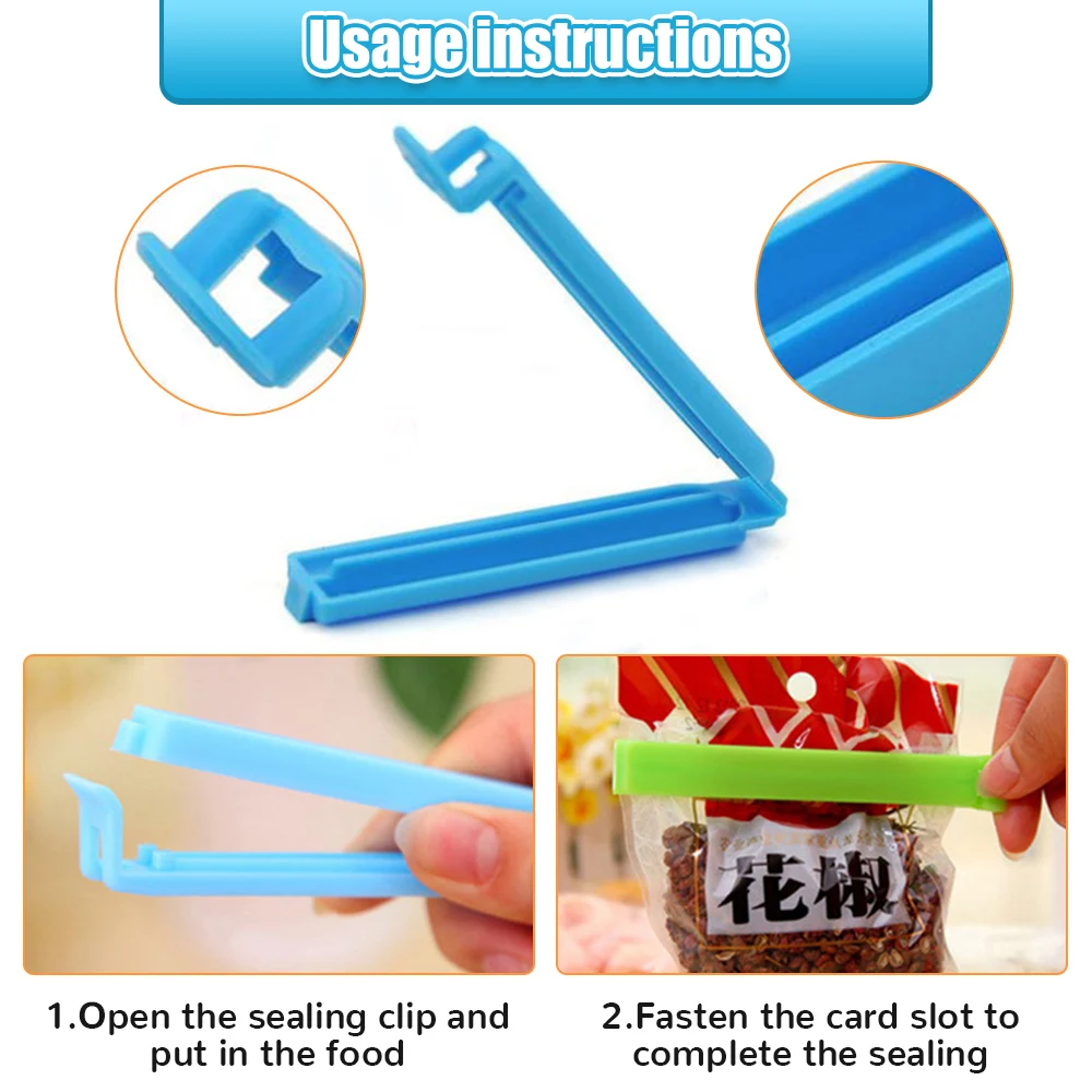 10Pcs Food Sealing Clips Set Bag Clips Portable Kitchen Storage Food Snack Seal Sealing Sealer Clamp Plastic 7/9/11cm Bread Bag Clips Kitchen Bag Clips Sealing Clips Storage Bag Clips Bag Clips