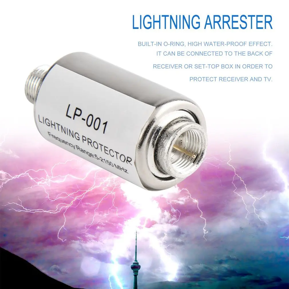 Surge Protector Lightning Arrester 5-2150MHz Coaxial Satellite TV Protection Device For CB Ham Receiver & TV