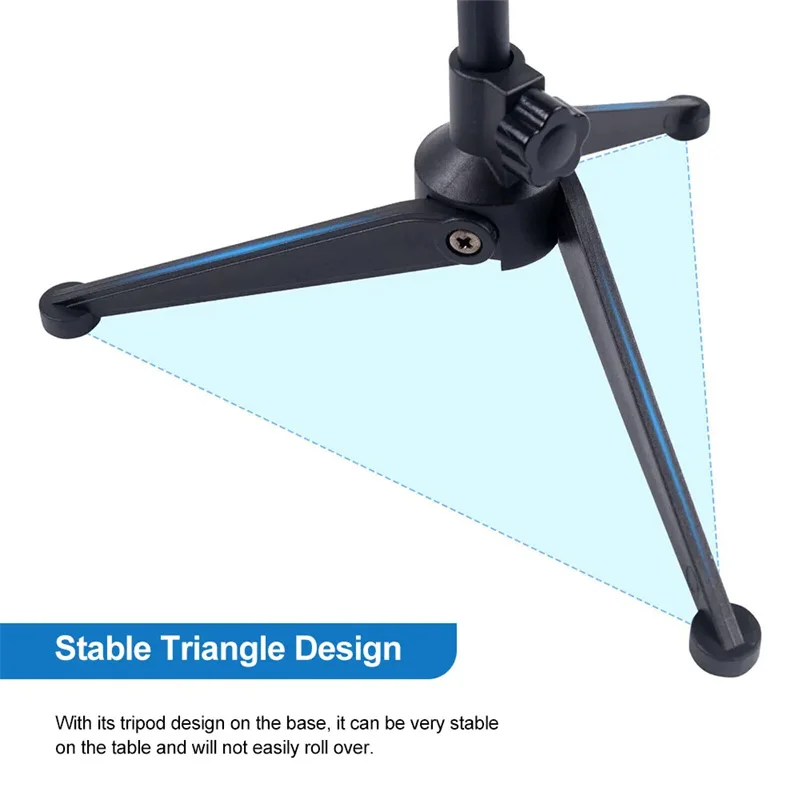 Microphone Stand Microphone Mount Clamp Tripod Microphone Stand Boom Mic Stand Clip Holder Telescopic Desktop Mic Mini Bracket Table Stable Microphone Holder