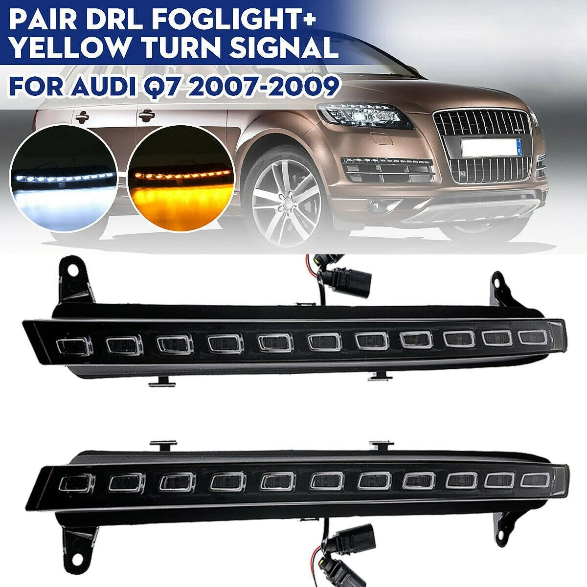 2Pcs For Audi Q7 2006 2007 2008 2009 LED DRL Daytime Running Lights