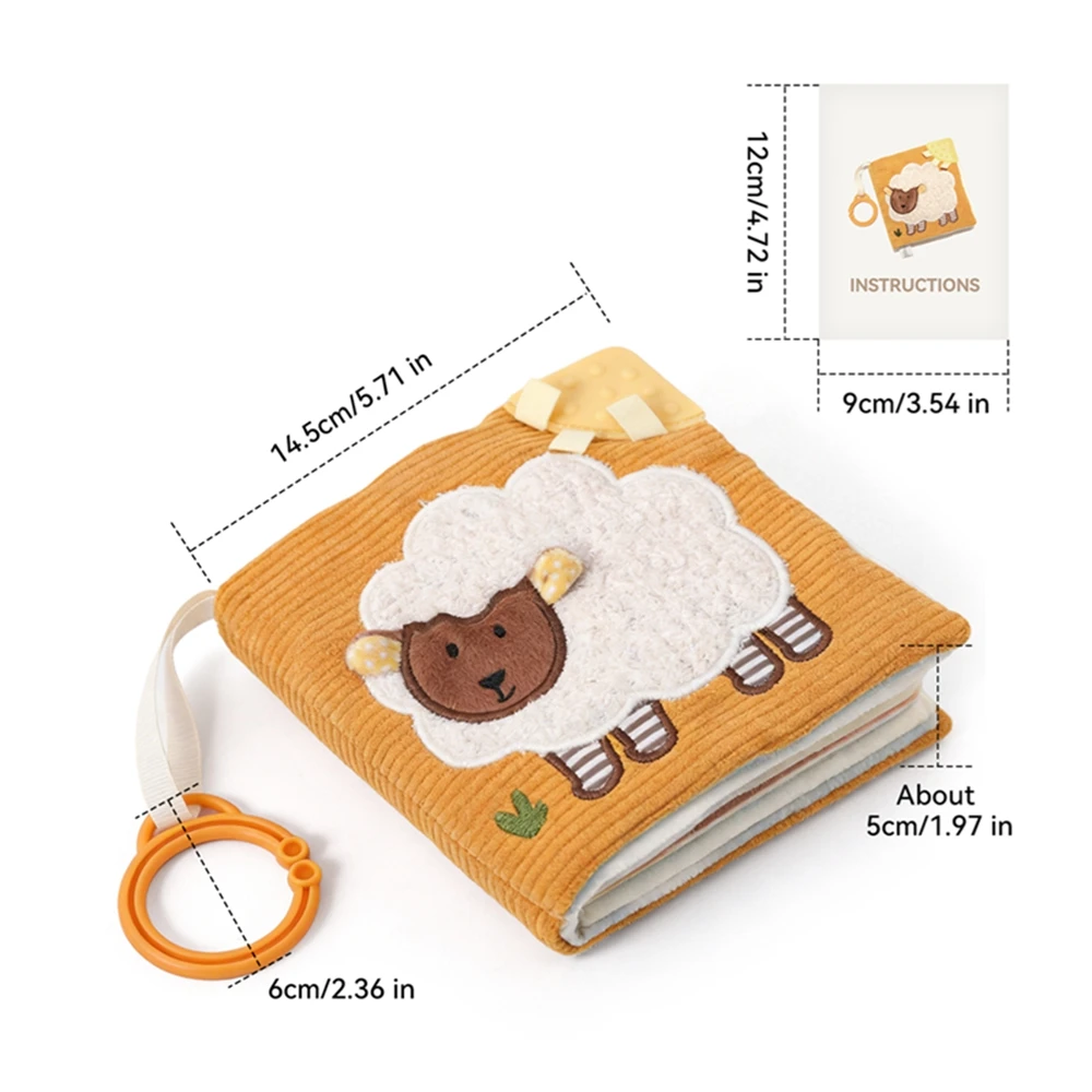 Libro in Stoffa per l'Apprendimento Precoce dei Neonati, Adorabile Agnello, Giocattolo Sensoriale Tattile Resistente ai Morsi e allo Strappo, Regalo per lo Sviluppo Sensoriale dei Neonati - immagine 6