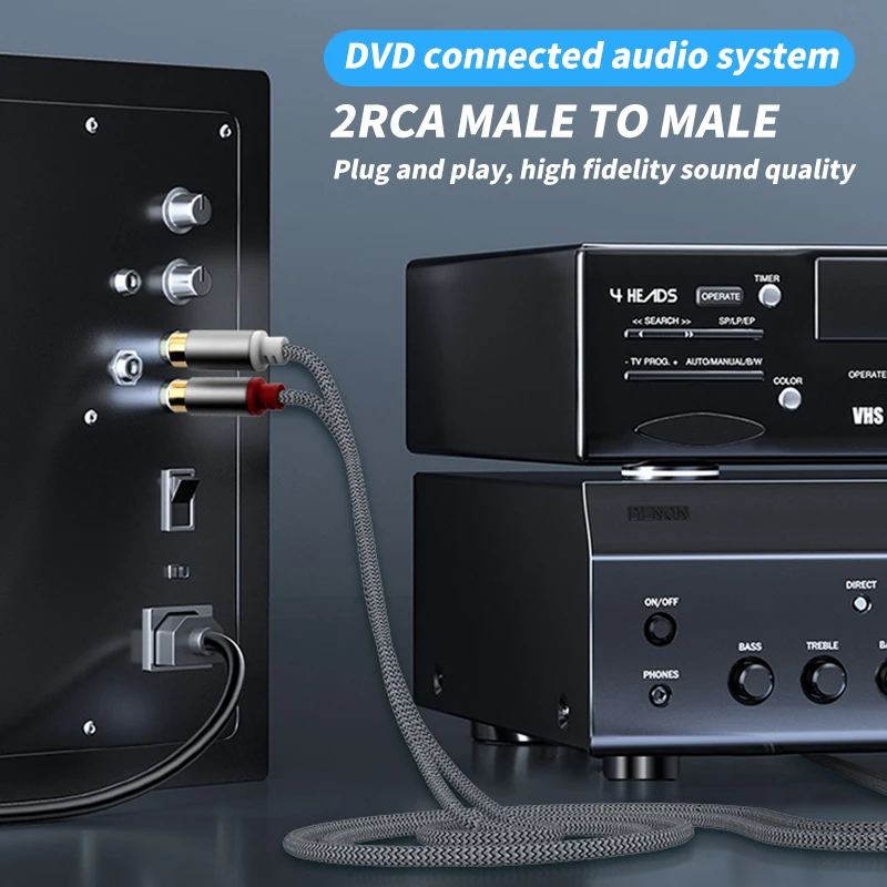 Premium 5m Dual RCA Stereo Audio Cable - Male to Male Connection