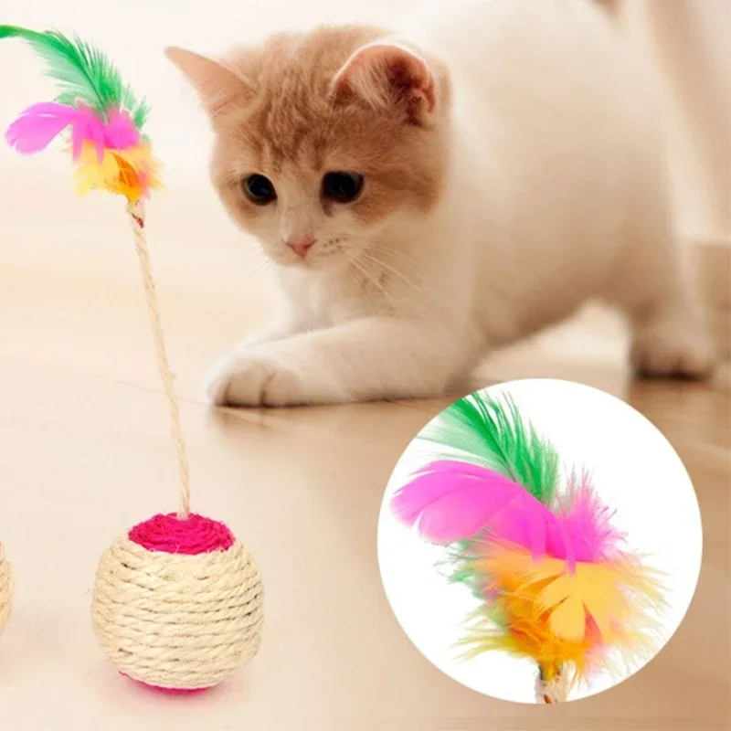1-3pcs Feather Toys Training Kittens Pet Cat's Accessories Scratching Ball Things for Cats Supplies Products Home Garden