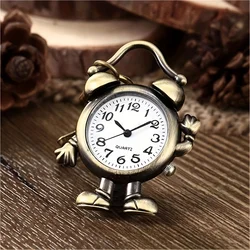 Vintage Alarm Clock Keychain - Mini Hanging Watch & Sweater Chain Creative Gift (Brown)